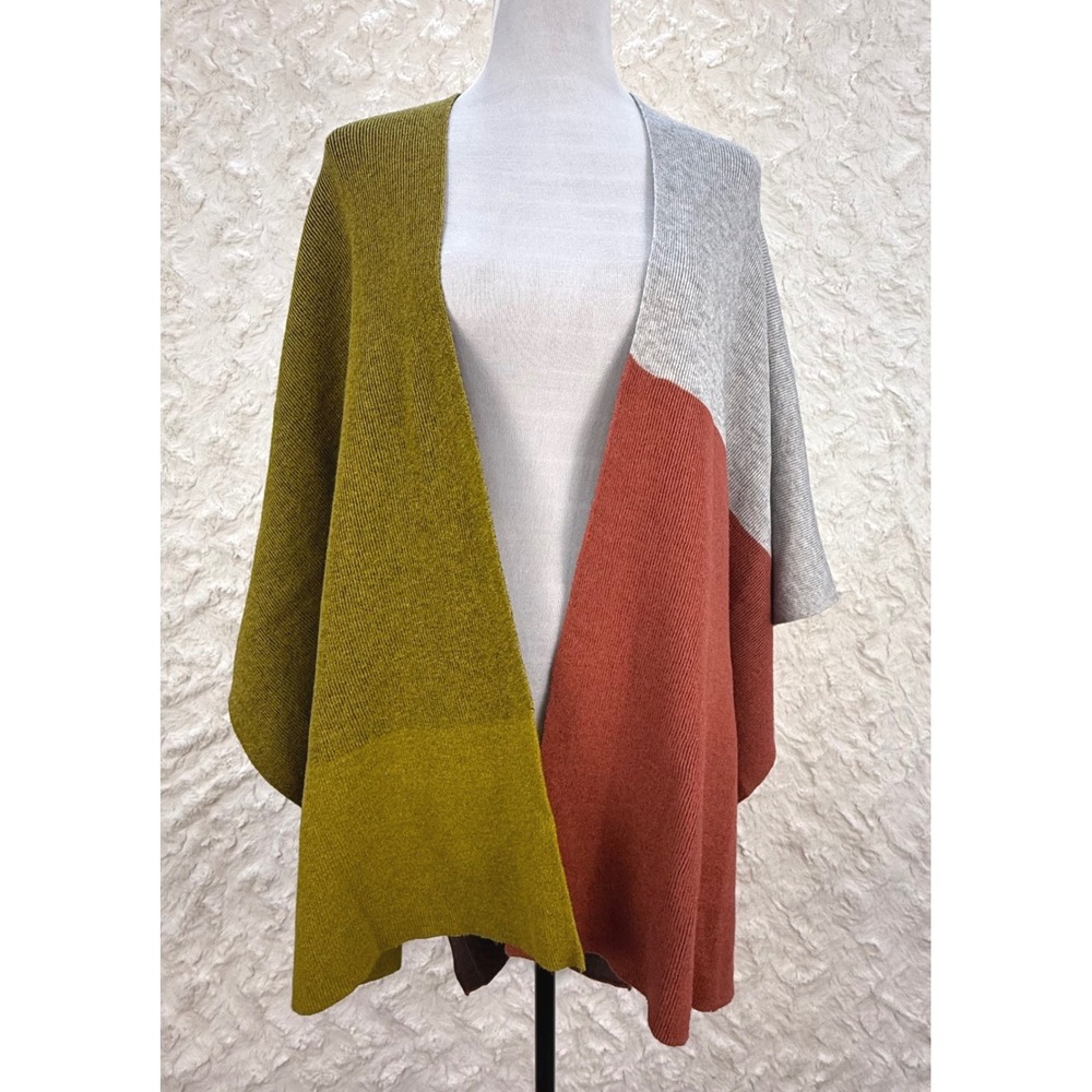 KERISMA Colorblock‎ Knit Poncho Wrap One Size Angora Blend Cozy Comfy Luxury